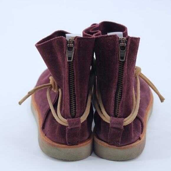 Satorisan Silverlake Suede Ankle Booties Tie Moccasins Purple Size 38 US 7.5 - Picture 3 of 9